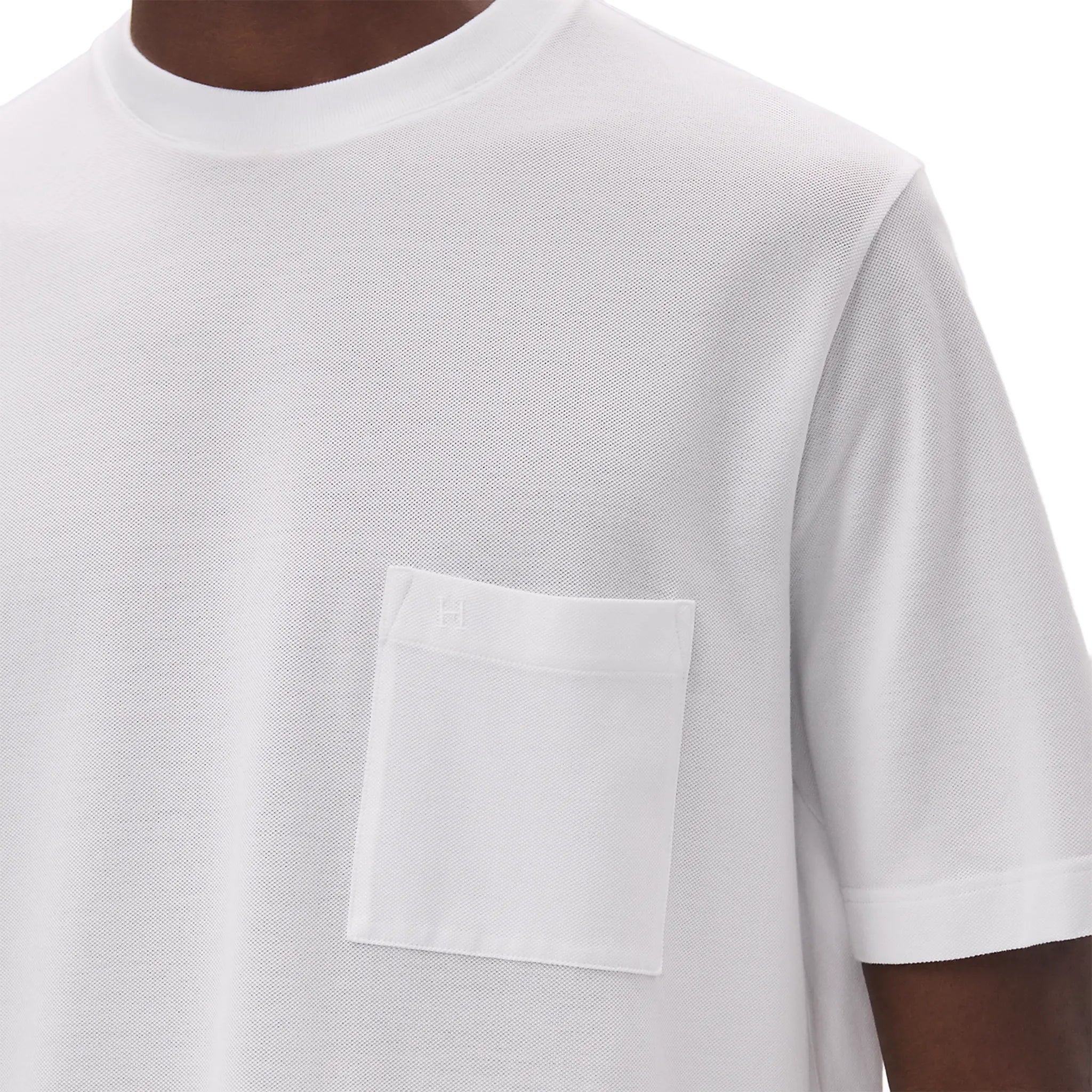 Detailed View of Hermès Paris Embroidered White T Shirt H072025HA90SM